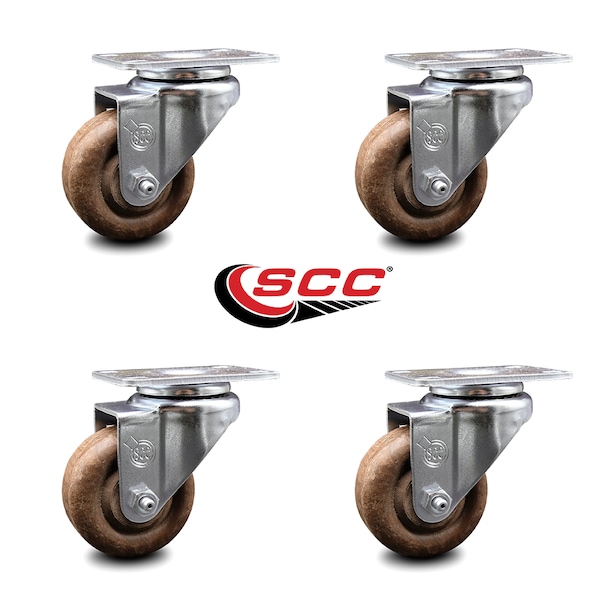 Service Caster 3.5 Inch High Temp Glass Filled Nylon Wheel Swivel Top Plate Caster Set SCC SCC-20S3514-GFNSHT-TP2-4 - main